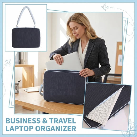 14 Inch Laptop Bag Notebook Computer Case Lightweight Portable Business Travel Shoulder Bag for Men and Women and Students and Daily Use, Navy
