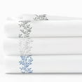 thumbnail image 3 of Melange Home Home Sweet Home Collection 600TC Cotton Floral Vine Embroidery Sheet Set - 3 colors White - Twin, 3 of 5