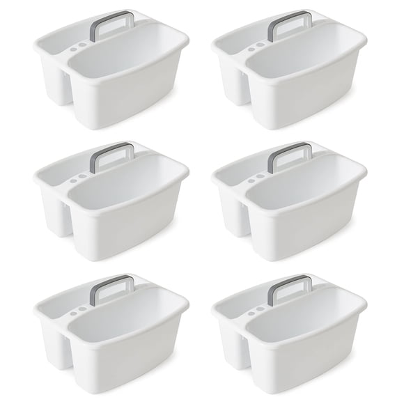 Organizador para Almacenamiento Gracious Living de 2 Compartimentos Paquete de 6 en Blanco/Gris