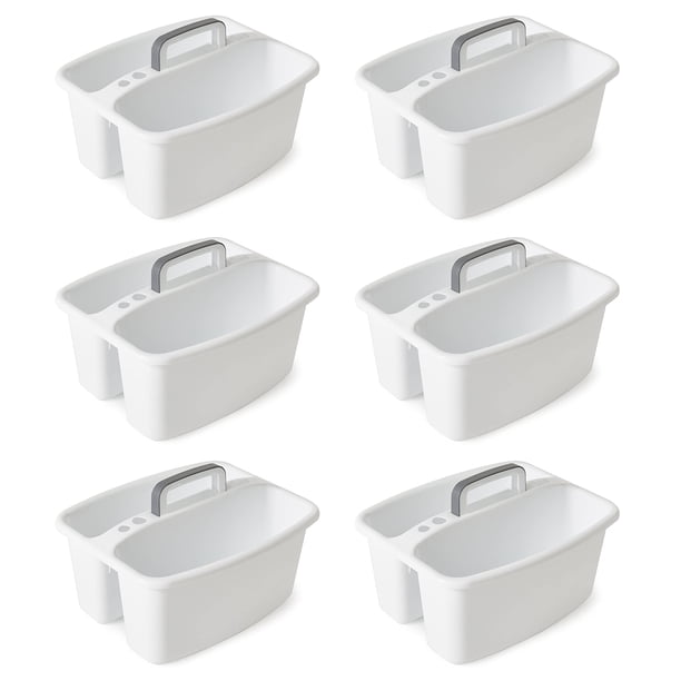 Organizador para Almacenamiento Gracious Living de 2 Compartimentos Paquete de 6 en Blanco/Gris