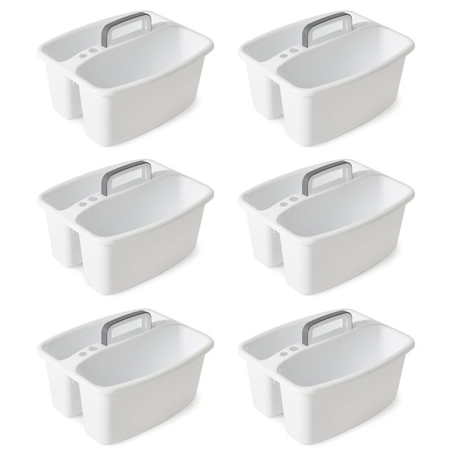 Organizador para Almacenamiento Gracious Living de 2 Compartimentos Paquete de 6 en Blanco/Gris