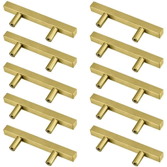 Lot de 25 Poignées d'Armoire en Laiton Brossé Doré, Centre du Trou : 2-1/2 Pouces (64mm)