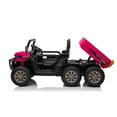 thumbnail image 4 of 24V Ride on Toys with Remote Control, 2 Seater Electric Powered Ride on Dump Truck , 4WD 6-Wheel UTV Car w/ Tipping Bucket Trailer, Shovel, Suspension, Bluetooth Music, Big Kids, Pink, 4 of 18