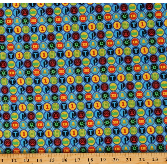 Cotton City Stamps Travel Locations World Maps All Aboard Blue Cotton Fabric Print by the Yard (C11003)