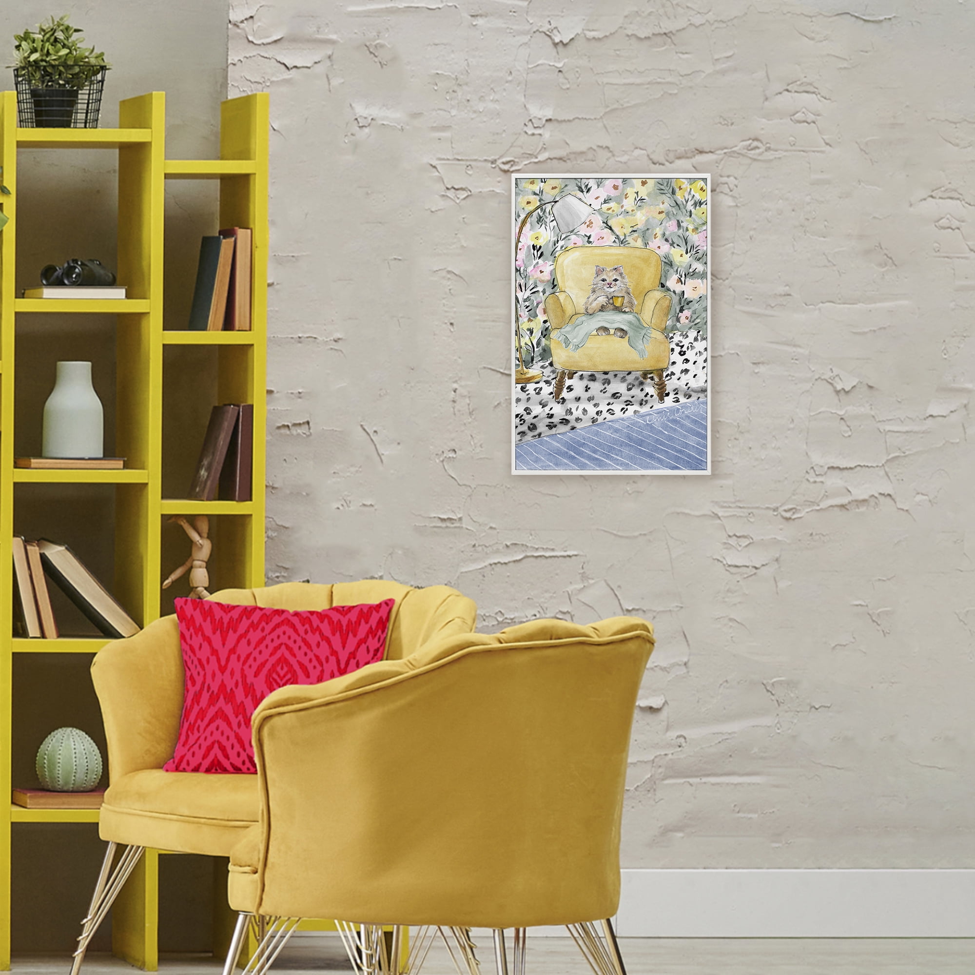 Stupell Industries Cozy Cat Relaxing White Framed Giclee Art, design by Lanie Loreth