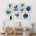 thumbnail image 3 of PixonSign Framed Canvas Print Wall Art Set - Navy Blue Watercolor Ocean Coral Posters - Collage Gallery Set of 9 Ocean Wildlife Abstract Geometric Illustrations Wall Décor for Home - Natural, 3 of 5