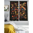 thumbnail image 3 of Boho Black Flowers Sheer Curtains 63 Inch Length 2 Panels Set Window Treatments, Spring Abstract Watercolor Floral Leaf Rod Pocket Semi Curtains for Living Room/Bedroom/Kitchen Décor, 104"W x 63"L, 3 of 7