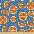 thumbnail image 2 of Ambesonne Grapefruit Fabric by the Yard Upholstery, Citrus Slices Leaves Art, 5 Yards, Persian Blue Vermilion, 2 of 5