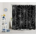 thumbnail image 4 of Scary Halloween Shower Curtain for Bathroom Decor, Horror Black and White Spider Web Shower Curtain Set Spooky Halloween Night Shower Curtain with Hooks, 72X72Inches, 4 of 6