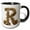 Black/White, variant on 3drose, Elegant Image of Gold Victorian Ornate Monogram Initial R, 15oz Mug