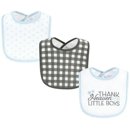 Hudson Baby Infant Boy Fiber Filled Drooler Bibs 3pk Thank Heaven Blue Stars One Size