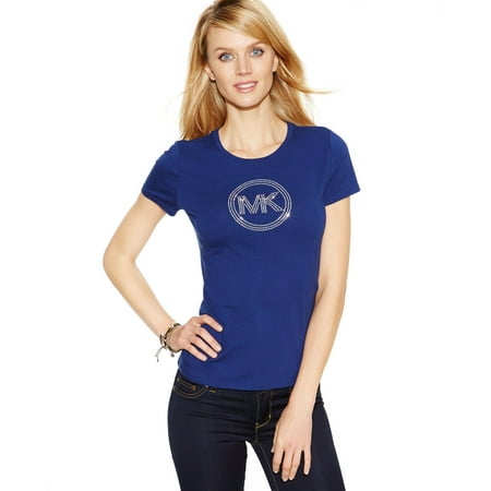 Michael Kors Petite Embellished Logo T-shirt - Petities - S - Dark Azurite