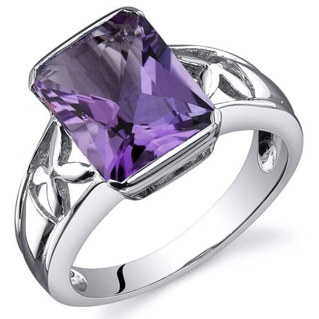 Peora 2.75 Ct Amethyst Engagement Ring in Rhodium-Plated Sterling Silver
