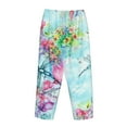 thumbnail image 5 of Disketp Dragonfly Floral Print Women'S Comfy Pajama Pants Casual Drawstring Palazzo Lounge Wide Leg Pants, 5 of 9