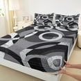 thumbnail image 3 of Feelyou Chic Circle Abstract Bed Sheets, Modern Minimalism King Sheets, Fashion Geometric Stripes Sheet Set, Ultra Soft Home Decor, 4-Piece, 3 of 7