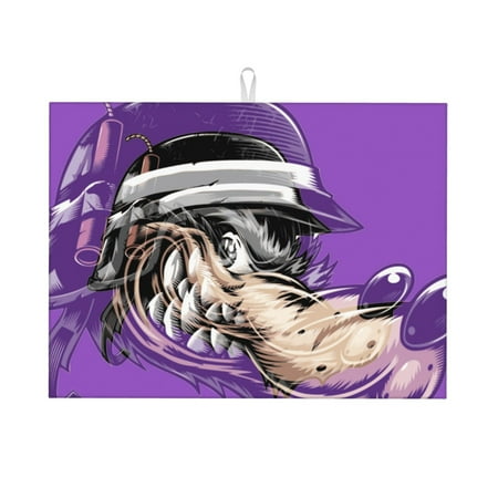 

Microfiber Drying Mat Cartoon Coyote Art Pattern Dish Drying Mat for Kitchen Counter 18 x 24 inches Purple