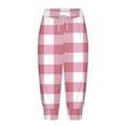 thumbnail image 7 of QATAINLAV Plaid Capri Pants for Women Casual Drawstring Knee Length Sweatpants High Waisted Yoga Joggers Short Pants with Pockets Pink L, 7 of 7