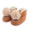 thumbnail image 2 of Cathalem Baby Girl Shoes 3-6 Months Babys Boys Girls Winter Hair Ball Fluffy Cotton Shoes Toddler Shoes Babys Shoes 6 Wide Khaki 6 Months, 2 of 3