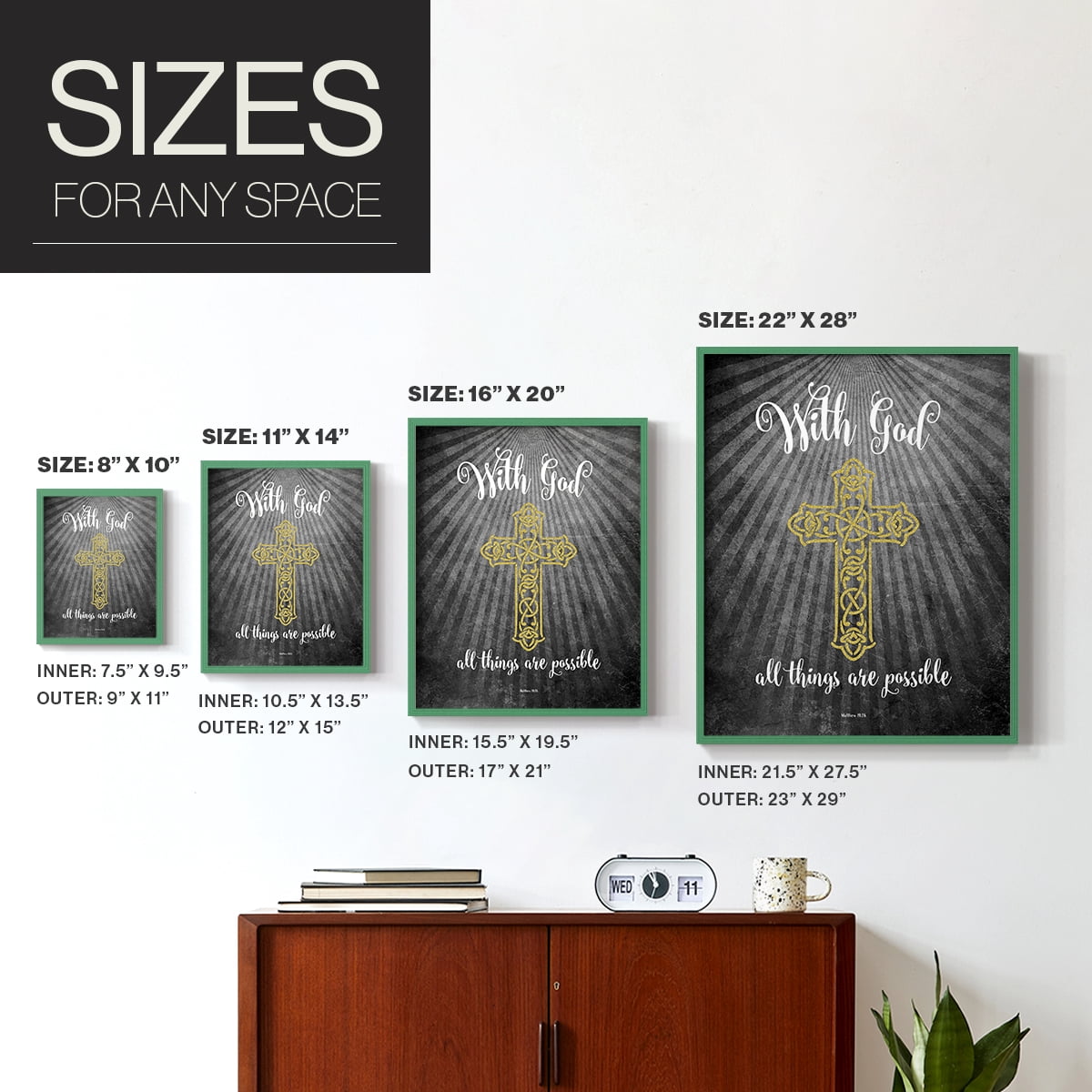 With God Gold Framed Print - Solid Wood in Single Picture Frame Solid Wood 2 Framed Print