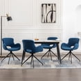 thumbnail image 3 of Swivel Dining Accent Chairs Set of 2, Modern Boucle Dining Chair Upholstered Fuzzy Chair with Arms Black Metal Legs for Living Room Kitchen Bedroom Office, Blue, 3 of 6