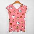 thumbnail image 3 of Hello Kitty Womens Summer Tops Ruffle Short Sleeve Tunic Tops V Neck Loose Fit Flowy T-Shirts, 3 of 7