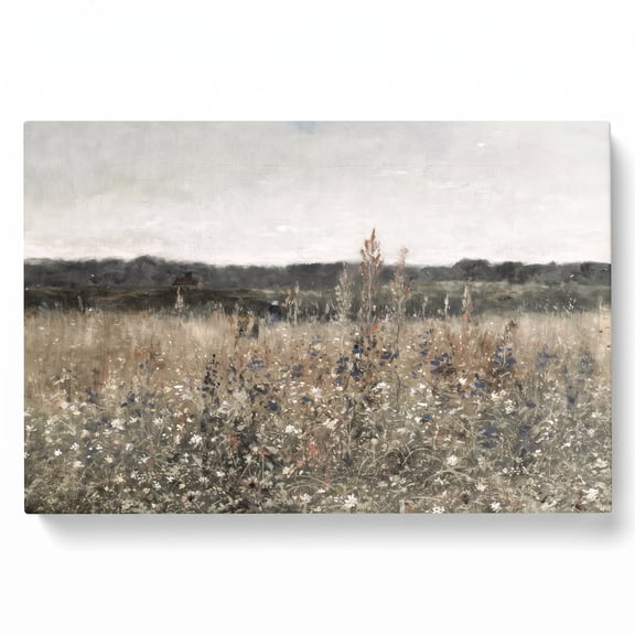 PORMIPONE Twilight Meadow Wall Art 36x24 inch Neutral Abstract Landscape Canvas, Modern Farmhouse Decor for Bedroom