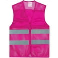 thumbnail image 1 of GOGO Unisex High Visibility Zipper Front Mesh Safety Vest with Reflective Strips-Hot Pink-M, 1 of 3