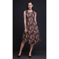 thumbnail image 3 of Bimba Purple Leaves & Camellias Floral Women Casual Sleeveless Floral Print Summer Swing Midi Dress-Large, 3 of 6
