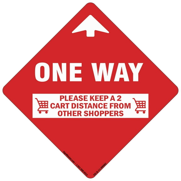 Coronavirus One Way Arrow 2 Cart Distance Non-Slip Floor Graphic | 3 Pack of Vinyl Decal | Protect Your Business, Work Place & Customers | Made in The USA
