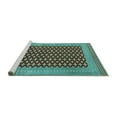 thumbnail image 2 of Ahgly Company Machine Washable Indoor Square Oriental Turquoise Blue Industrial Area Rugs, 7' Square, 2 of 4