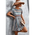 thumbnail image 2 of Women Short Sleeve Tunic Dress Casual Striped Crew Neck Dresses Summer Beach Holiday Sundress, 2 of 7