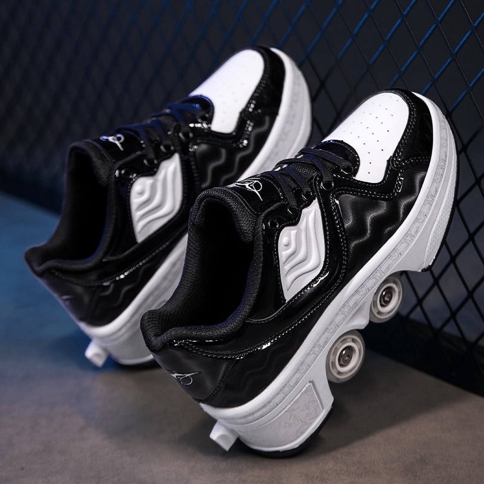 Roller Skates for Women Men, Shoes with Wheels for Girls, Kick Rollers Shoes Retractable for Boys, Adult Parkour Quad Roller Shoes, Inline Skates Children's Outdoor Skates