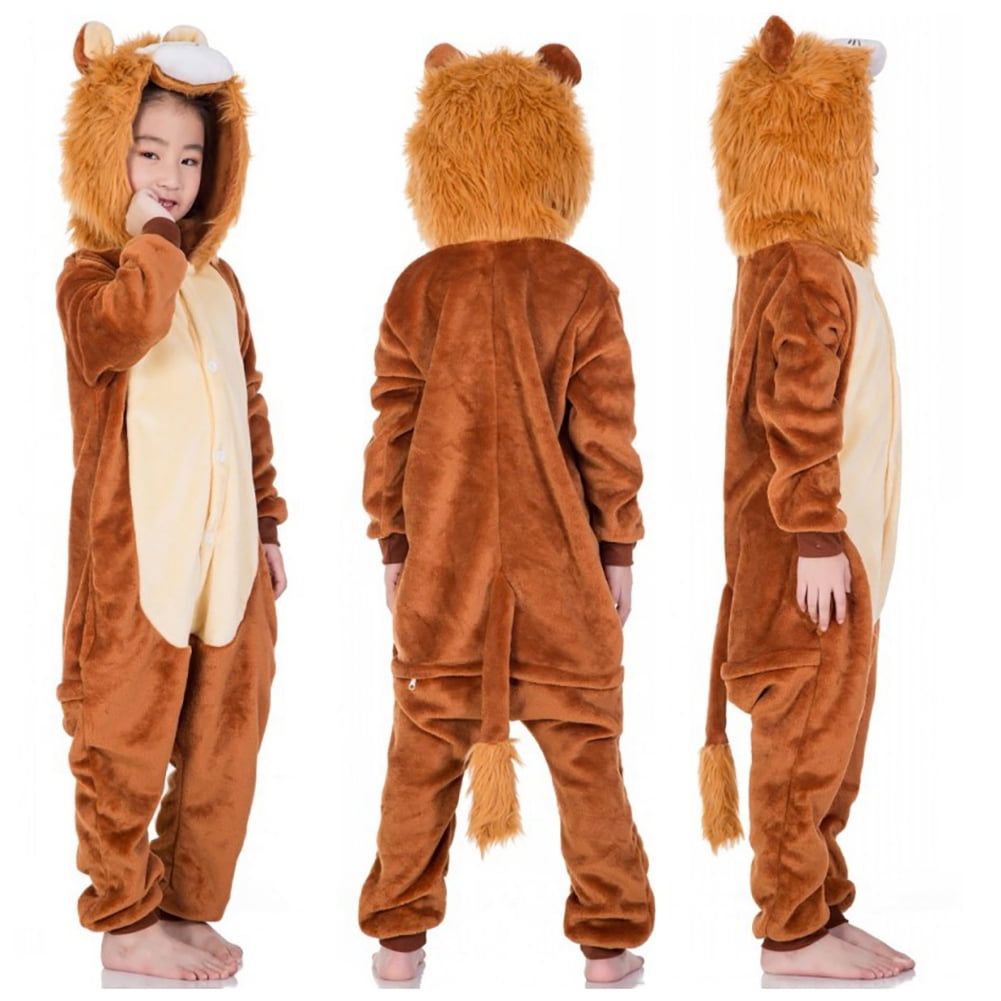 YMH Cute Kids Girls Boys Cartoon Lion Animal Onesie One Piece Pajamas  Costume Gift 