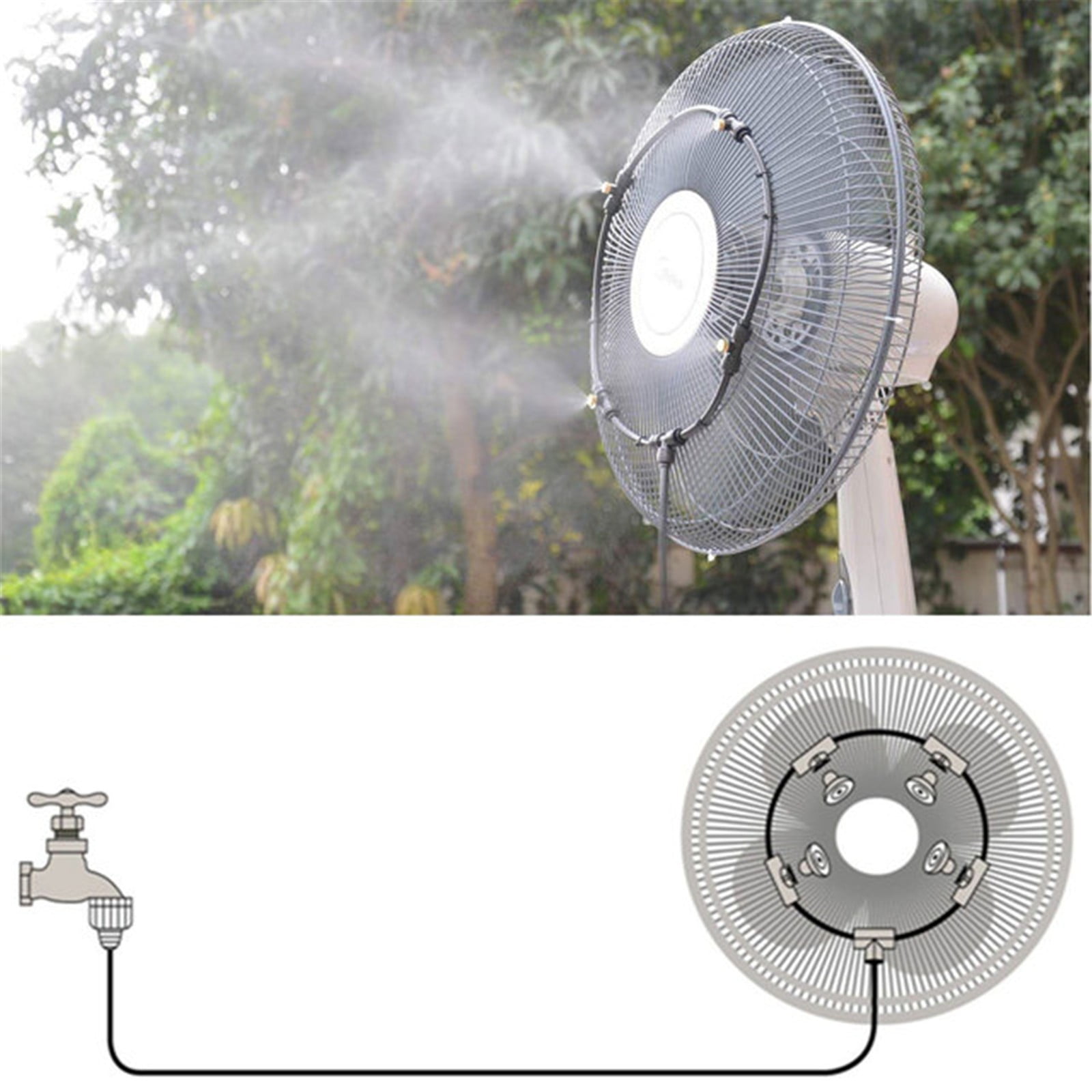 Outdoor Misting Cooling System Patio Water Mister Fan Cooler for Garden Lawn 