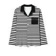 thumbnail image 4 of SwiftWear Women's Pajama Sets 2PC Loungewear Long Sleeve Collared Button Up Shirts with Chest Pocket + Pants Casual Striped Pajamas, Black S, 4 of 4