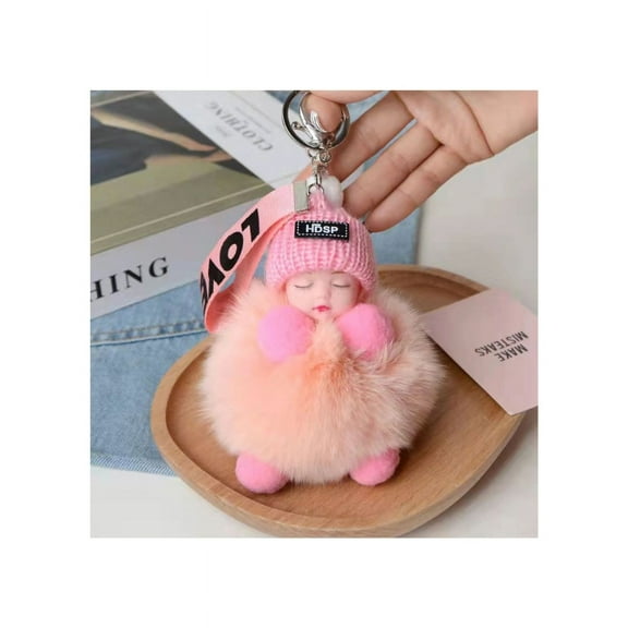 Plush Sleeping Baby Toy Keychain Decorations Accessories Backpack Pendant Soft & Cute for Kids Girls 5.5inch High