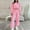 Pink, variant on Casual Workout Two Piece Outfits for Women Round Neck Long Sleeve Crop Tops High Waist Sweatpant Tracksuit Sets