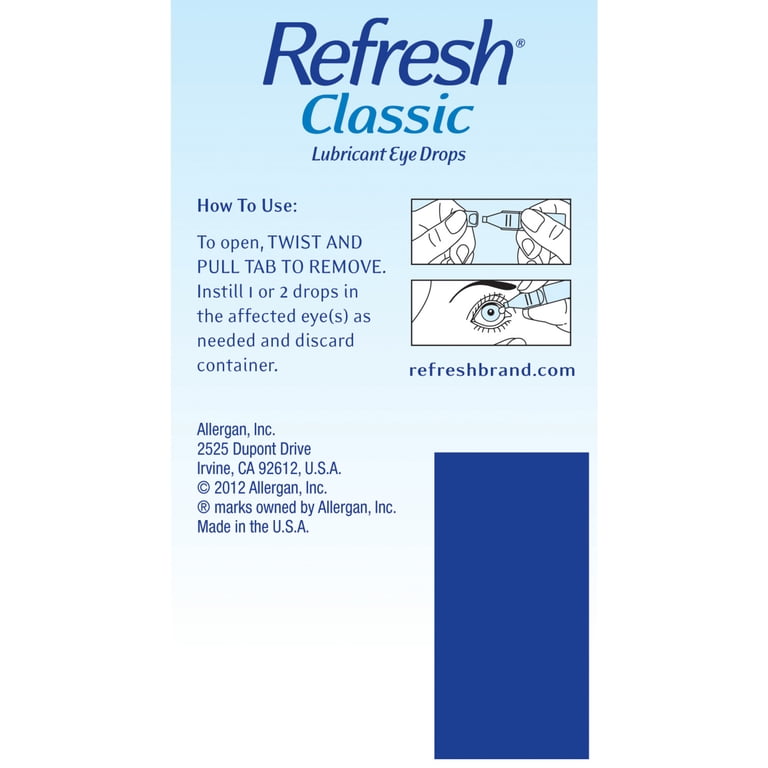 Refresh Classic Lubricant Eye Drops Preservative-Free Artificial Tears, 0.4  ml, 50 Count HSA/FSA Eligible - Walmart.com