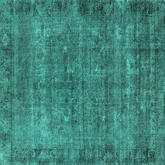 Ahgly Company Machine Washable Indoor Square Oriental Turquoise Blue Industrial Area Rugs, 7' Square