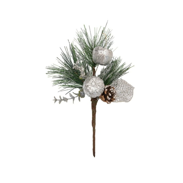 6Pcs Christmas Tree Ornaments Picks and Sprays with Brown Green Artificial Berry Branches Stems Decorations Diy Crafts for Vase Filler Wreath Christmas Decor Christmas Ornaments