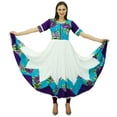 thumbnail image 3 of Bimba Women Cotton Kurti Designer Long Maxi Dress Short Sleeve Flaired Kurta, 3 of 9