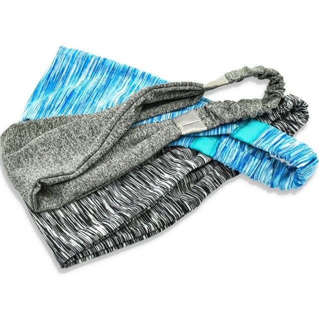 Fascia for Sport in Esecuzione Fascia para Capelli Sport Wicking Fascia para Uomo Donna Fascia para Sudore Assorbente para Yoga Equitazione Basket Ciclismo Fitness Esercizio 3 piezas (azul rayado + gris rayado + gris) oso de fresa Electrónica