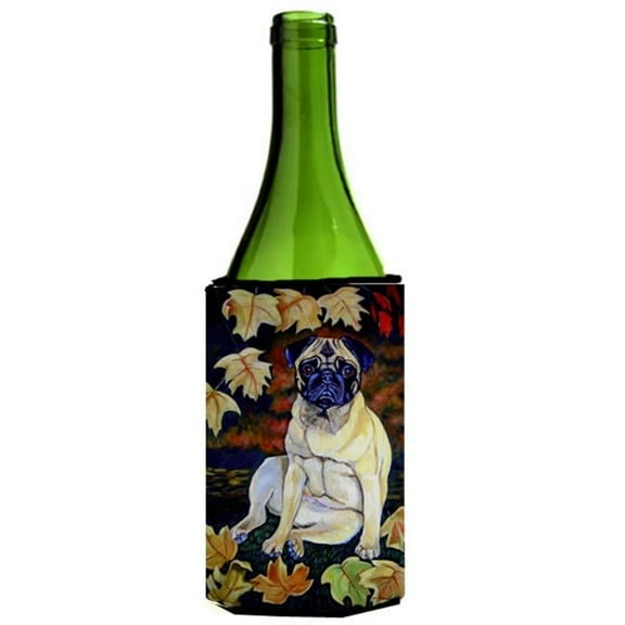 Fawn Pug In Fall Leaves Wine bottle sleeve Hugger - 24 oz.