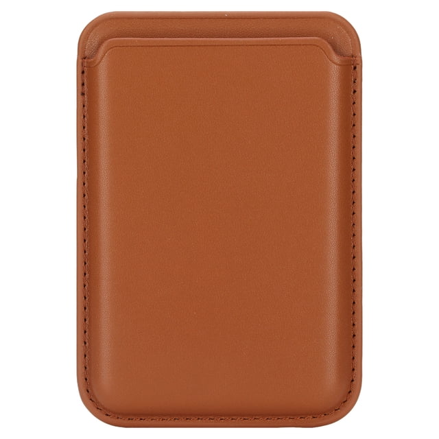Cartera magnética de piel sintética con capacidad para dos tarjetas, tarjetero para la mayoría de teléfonos inteligentes, color marrón