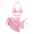thumbnail image 3 of Sngxgn Bikini Sets for Women Strappy Two Piece Bathing Suits High Waist Tummy Control Swimsuit(Pink,S), 3 of 8