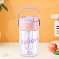 thumbnail image 2 of Cute Water Bottle , Portable Large-Capacity Water Bottle with Straw Handle, Leakproof Gym for Sport Workout Pink, 2 of 6