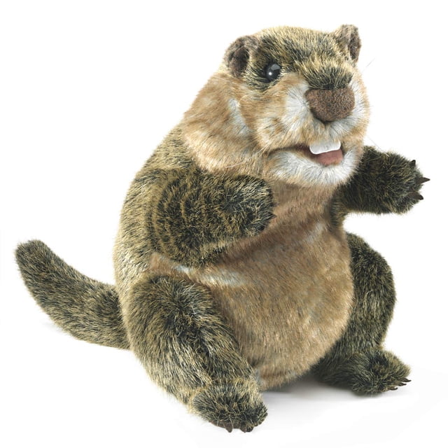 Marioneta de mano Folkmanis Groundhog, marrón, tostado y blanco
