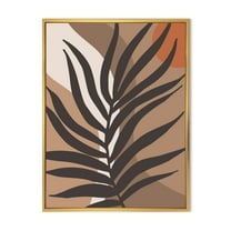 Designart 'Shapes and Tropical Leaf Silhouettes II' Modern Framed Canvas Wall Art Print