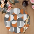 thumbnail image 3 of Orange Grey, Round 13 Inch Placemats Set of 2, Abstract Modern Geometric Watercolor HeatResistant Non Slip Place Mats for Dining Table, Wipeable Braided Kitchen Table Mats for Housewarming, 3 of 9