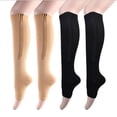 thumbnail image 2 of Zipper Compression Socks - 2 Pairs Open Toe Compression Stockings for Men Women L/XL, 2 of 5